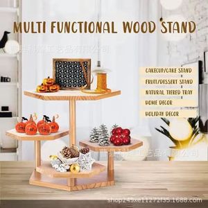 Simple Solid Wood Three Layer Cake Stand Display <b>Shelf</b> For Toys <b>Desktop</b> Decoration - Product Image 2