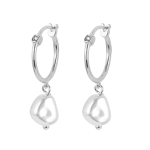 Boucles d'oreilles ROXI minimalistes en perles baroques naturelles, or 18 carats, argent 925, boucles d'oreilles créoles en perles - Product Image 2