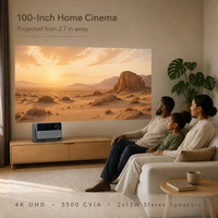 Projecteur laser 4K UHD RS30 PRO avec correction automatique de la distorsion trapézoïdale CVIA, idéal pour le cinéma maison et le gaming dans le salon ou la chambre.