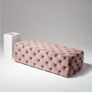 Roosen High Quality Modern American Style Wood Bench Tufted Button Velvet <strong>Queen</strong> Ottoman Sofa <strong>Stool</strong> - Product Image 3