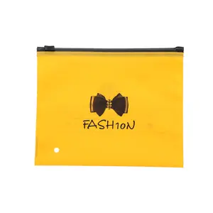 Clothing plastic zipper bag customized printed packaging pvc PE bag clothe slide yellow zipper bag