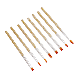 Kit complet de 8 pinceaux de nail art à pointes variées, manche en plastique pailleté, pour liner, éventail et pointillage, pour manucure professionnelle - Product Image 3