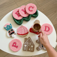 Décoration de vacances de Noël motif personnalisé tapis tasse sous-verres mignon café boisson poinçon aiguille caboteur