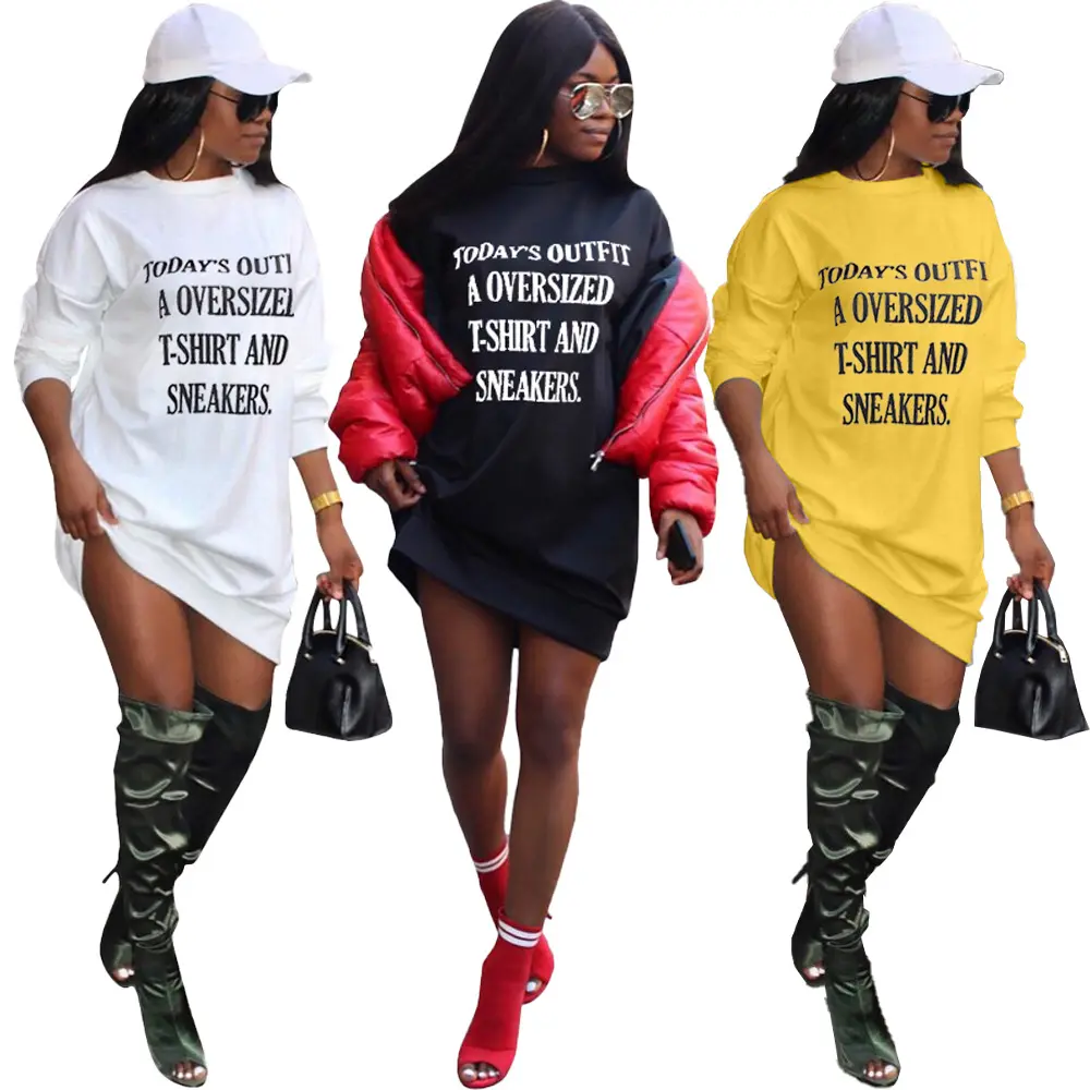 2022 Fall Women Tshirt Dress Fall and Winter Clothes 2022 Cotton Fashion Casual Oversized Letter Print Ladies T shirt Dress