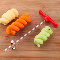Nieuwe Creative Groente Fruit Spiral Twist Mes Roestvrij Staal Handmatige Spiraal Carving Cutter Keuken Lade Decoratie Groente