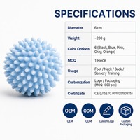 Pelota de Masaje con Púas para Alivio de Músculos de la Espalda, Cuello y Plantas de los Pies, Ejercicio, Fitness, Yoga