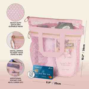 Portable Shower Handbag, Transparent Mesh Makeup <b>Bag</b>, Storage <b>Bag</b>, Travel Wash <b>Bag</b>, Mesh <b>Beach</b> <b>Bag</b> - Product Image 6