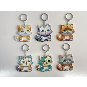 Porte-clés personnalisé en alliage de zinc, style dessin animé, avec motifs chat mignon, hippocampe et papillon, pour les amoureux des animaux - Product Image 3