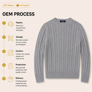 Pull en Coton 100% avec Logo Brodé Personnalisé, Tricot Câblé, pour Hommes, Vêtements Décontractés d'Hiver, Fabricant de Vêtements en Gros, MOQ - Product Image 3