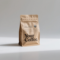 Kantong bawah datar dapat digunakan kembali kantong kemasan kopi kertas Kraft dengan katup dan ritsleting kantong kertas Kraft makanan dan tas ritsleting kopi