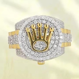 Anillo de Moissanita Brillante Estilo Hip Hop Unisex con Incrustaciones de Diamantes para Conciertos, Clubes y Estilo Casual de la India - Product Image 1