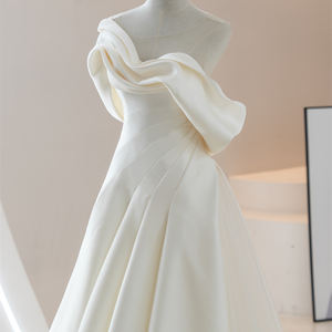 Jancember RL313 Satén clásico A-line Boda nupcial Vestidos de mujer para fiesta - Product Image 5