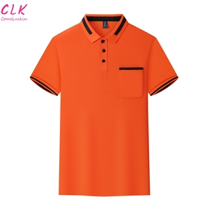 <span class=keywords><strong>Polo</strong></span> d'été pour hommes, couleur unie, col rabattu, poche de couleur, haut d'affaires à manches courtes et élastiques - Product Image 6