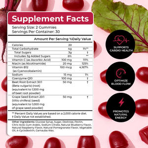 Ajude a Cardio Health Otimizar o Fluxo Sanguíneo Gomas Raiz De Beterraba Suplemento Enenrgy Raiz De Beterraba Cardio Gummy Beterraba Orgânica - Product Image 5