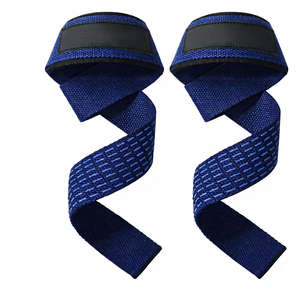 Sangles de poignet de musculation robustes avec logo personnalisé, en coton et cuir durables, pour haltérophilie, powerlifting et fitness. - Product Image 1