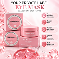 Masque pour les yeux en hydrogel rose à marque privée, patchs pour les yeux au collagène hydrolysé, acide hyaluronique, PDRN, niacinamide, raffermissant et liftant