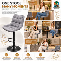 Tabouret de bar pivotant, hauteur réglable, revêtement en velours, capitonné en losanges, base en métal, chaises de bar commerciales