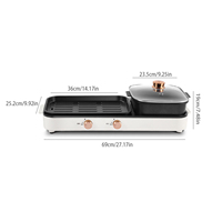 Olla Eléctrica y Parrilla BBQ 2 en 1 Moreland MagiCook 2026, Sin Humo, para Interiores, Shabu Shabu, con Control de Temperatura Dual Independiente
