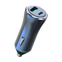 Chargeur de voiture mini USB double 12V 2.4A en alliage d'aluminium, adaptateur de charge rapide pour téléphones mobiles
