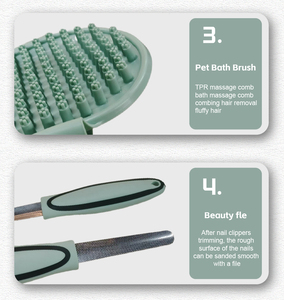 Juego de 8 Productos de Aseo para Mascotas, Dispensador Portátil de Bolsas para Excrementos y Cepillo Multifunción para Perros y Gatos, Eliminación de Uñas, Limpieza de Pelo, Uso Doméstico - Product Image 3