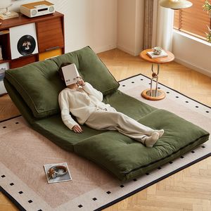 Sofá Cama Plegable Individual de Terciopelo Verde para Sala de Estar con Almohada y Respaldo para Relajación - Product Image 1