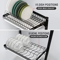 Égouttoir à vaisselle de cuisine en acier inoxydable Égouttoir à vaisselle de séchage Organisateur de bols de rangement Égouttoir à vaisselle mural en métal à 2 niveaux