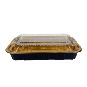 Boîte d'emballage alimentaire <span class=keywords><strong>pour</strong></span> sandwichs, salades, gâteaux, biscuits, boîte rectangulaire robuste avec couvercle transparent, plastique PET <span class=keywords><strong>de</strong></span> qualité alimentaire, conteneur à sushi doré - Product Image 2