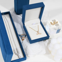 Boîte d'emballage en flanelle personnalisée avec logo pour bijoux, avec doublure en éponge pour collier, bracelet, boucles d'oreilles, bague - Boîtes rigides