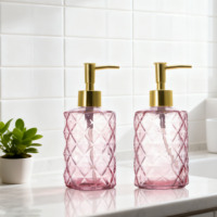 Flacon de shampooing et de lotion rayé de luxe, distributeur de gel douche à pompe, flacon en verre en gros
