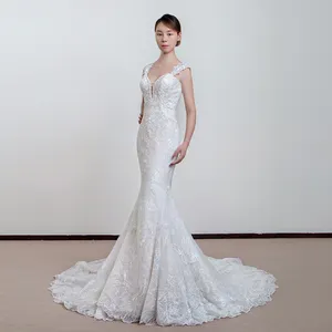 2023 Bride Vestido De Noiva White Lace Mermaid Wedding Dress Bridal Gown Luxury