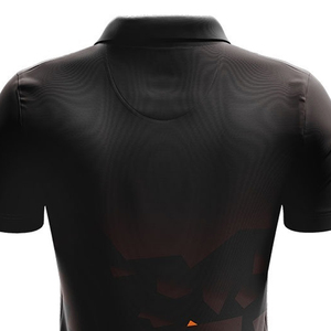 Polo sublimé pour homme, noir et orange, imprimé géométrique, anti-humidité, manches courtes, coupe classique, maillot de cricket sportif pour adulte - Product Image 5