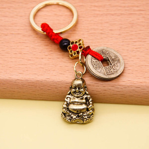 Porte-clés Feng Shui en laiton de style chinois personnalisé en gros avec pièce de monnaie antique pour clés de voiture, décoration de sac, cadeau promotionnel - Product Image 1