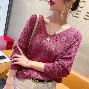 Cardigan lavorato all'uncinetto con scollo a V per primavera ed estate, vestibilità ampia, sottile, <span class=keywords><strong>top</strong></span> corto da donna. - Product Image 3
