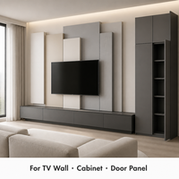 Panneaux décoratifs mats en MDF mélaminé couleur unie personnalisée (noir/blanc/gris) pour la décoration intérieure moderne