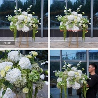 Bola de Flores Artificiales de Hortensias Blancas y Verdes de Alta Calidad al por Mayor, 80 cm, Centro de Mesa para Decoración de Bodas