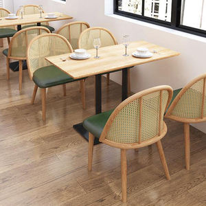 XZY OEM Moderne Hotel Restaurant Houten Tafel Rattan Stoel Sets Lederen Groene Booth Sofa Zitmeubilair - Product Image 4