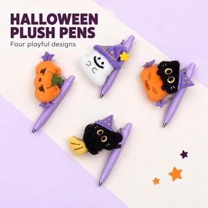 Stylo gel Halloween 0,5 mm encre noire, stylo d'écriture en plastique avec pendentif chat, fantôme, citrouille, fournitures scolaires - Product Image 1