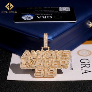 Charmes de bijoux personnalisés, gros pendentifs plaqués or pour hommes, argent 925, serti de moissanite VVS, bijoux Wuzhou Zuanfa - Product Image 2