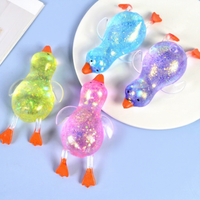 Jouet promotionnel mini canard souple, jouet anti-stress extensible en cristal pour enfants, jouets à presser en TPR avec paillettes