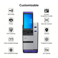 Kiosque de paiement en libre-service à écran tactile MJK de 27 pouces avec accepteur de billets, distributeur de pièces, scanner de passeport et imprimante thermique