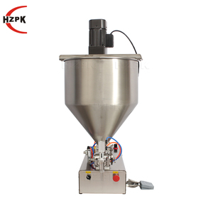 Machine de remplissage semi-automatique HZPK à tête unique pour liquides, bouteilles en plastique, cosmétiques, détergents, crèmes, miel, pâtes, pots en verre avec mélangeur - Product Image 2