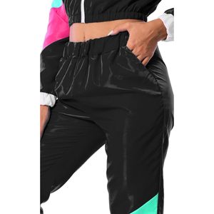 Conjunto Deportivo de 2 Piezas para Mujer, Bloques de Color, Top Corto con Cierre Frontal y Manga Larga, Ropa Deportiva Cortavientos para Primavera - Product Image 5