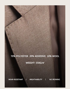 Мужской костюм-двойка из смесовой шерсти без глажки в неаполитанском стиле для повседневной носки, деловых встреч, свадеб и банкетов - Product Image 5