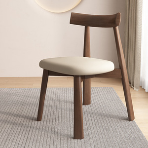 Chaises de Table à manger en bois massif nordique chaises de négociation de café d'hôtel minimaliste italien chaises de salle à manger rembourrées - Product Image 1