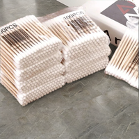 100 pièces de cotons-tiges écologiques à double tête en bois pour le nettoyage du nez et des oreilles, outils de maquillage pour femmes, bâtonnets de coton