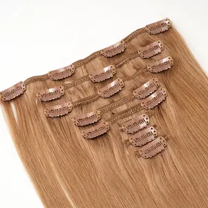 Véritable clip ins cheveux humains 100% remy cheveux vierges naturels bruts longs clip droit dans l'extension de cheveux