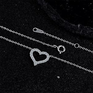 Collar de Plata de Ley S925 con Moissanita para Mujer, Collar con Forma de Corazón - Product Image 4