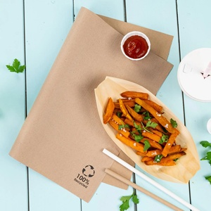 Sous-plats jetables en papier recyclé non blanchi, écologiques et adaptés aux aliments, 31x43 cm, pour repas formels - Product Image 2