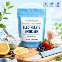 Poudre Électrolytique Végétalienne Hydratation Instantanée Mélange pour Boisson Récupération Protéinée Soutien Immunitaire Soutien Énergétique Sans Caféine Adulte GMP