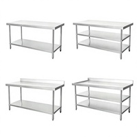 Banc de travail à 3 niveaux en acier inoxydable 304/201 avec double étagère inférieure, résistant aux acides et aux alcalis, forte capacité de charge, taille personnalisée